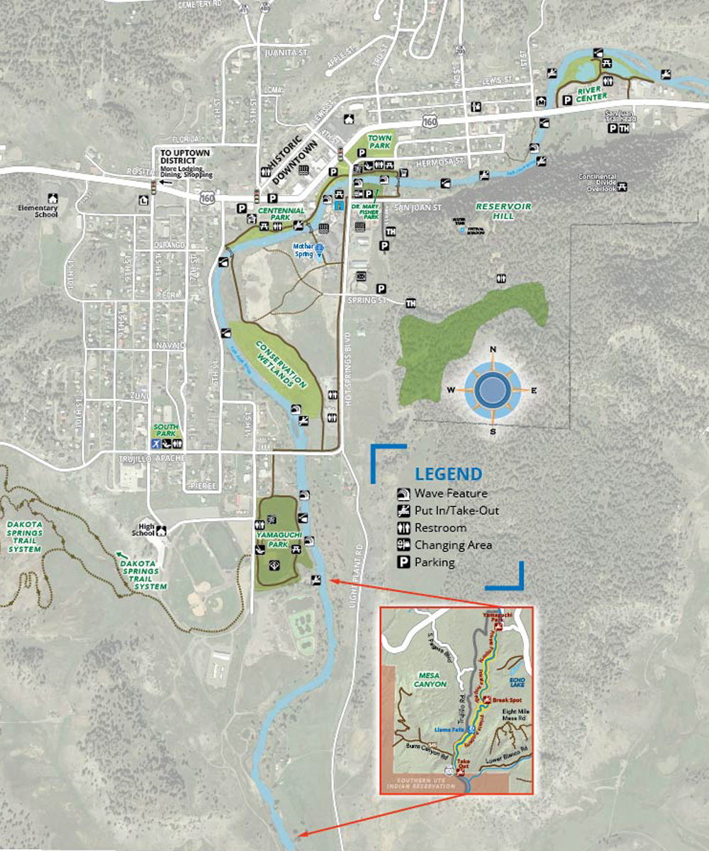 Map of Downtown River Use in Pagosa Springs