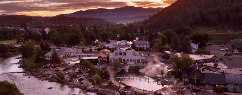 sunrise on river downtown Pagosa Springs